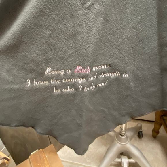 RTB Real Tough Babe Grey Fleece Jacket Coat Asymmetrical Embroidered Custom MED - Picture 6 of 9